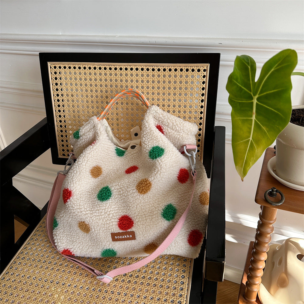 Winter Vintage Striped Plush Crossbody Shoulder Bag DP25G659