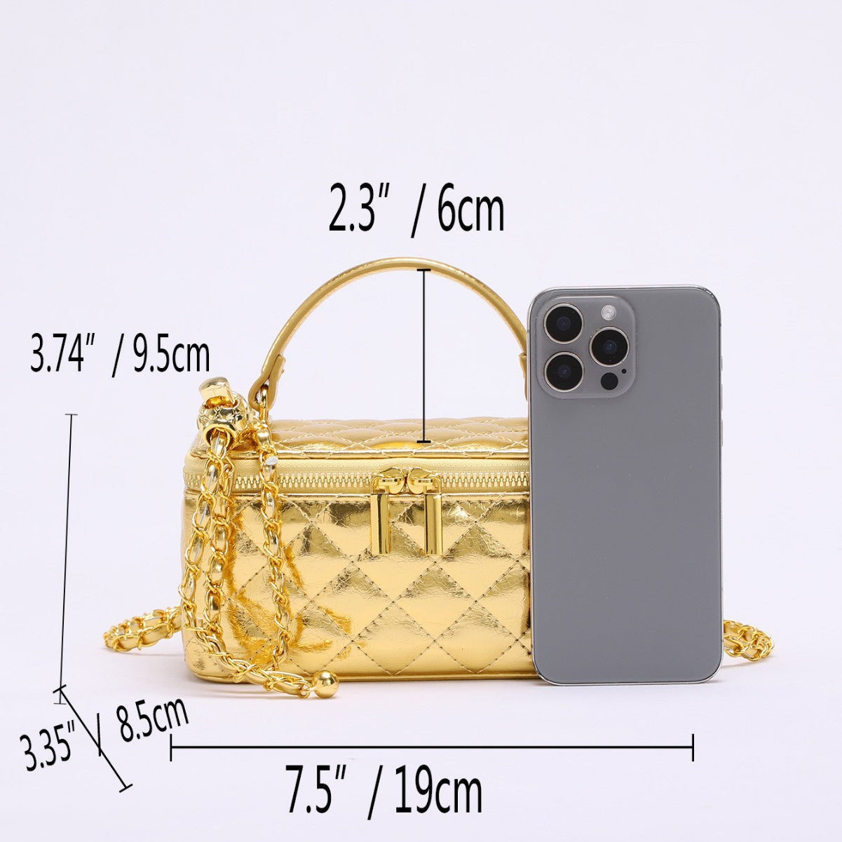Elegant Gold Quilted Crossbody Bag - DippedShop Wholesale - #9667