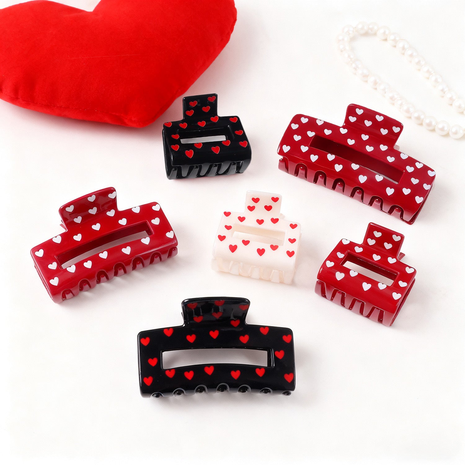 Heart Print Hair Claw - DippedShop Wholesale - #0627