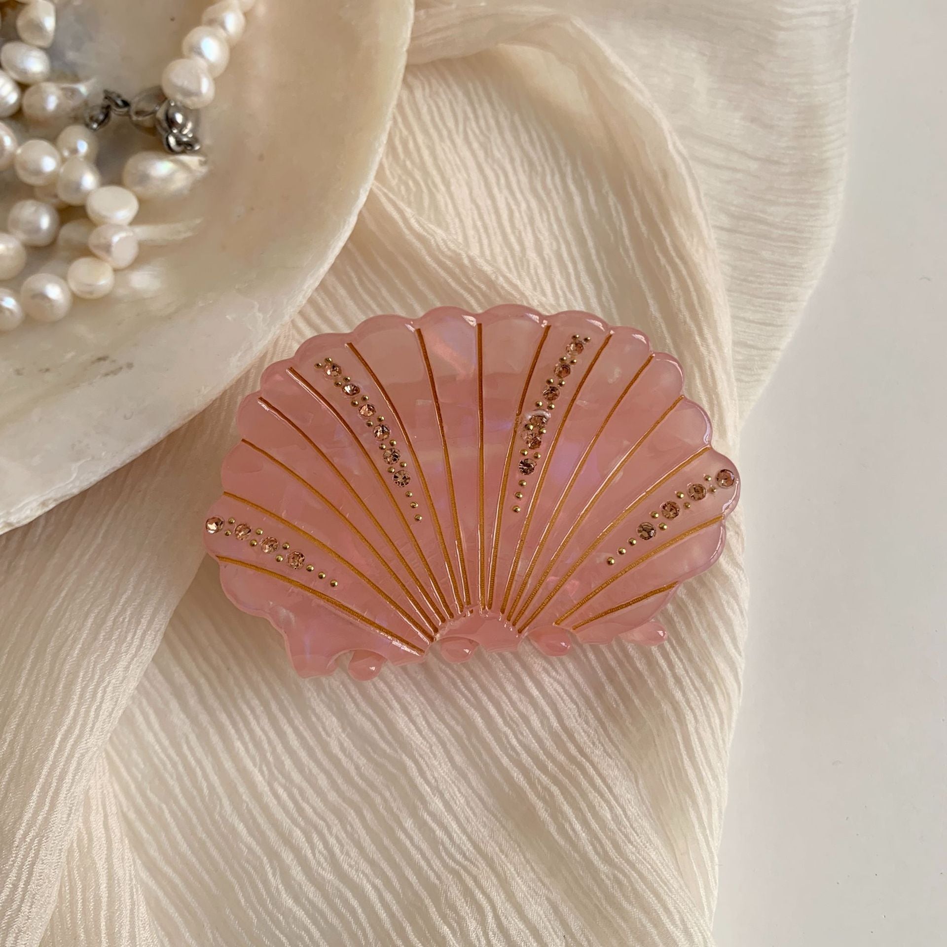 Creative Shell Shape Rhinestones Acetate Hair Clip MK2PM6W6HCP12