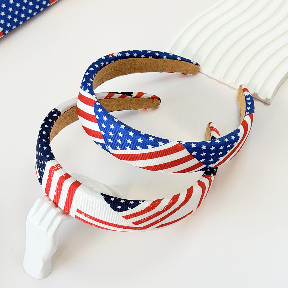 Retro USA Flag Pattern Wide Hair Band 8AS6HBD66L