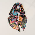 Color Block Plaid Print Silk Scarf 6W6NSI222