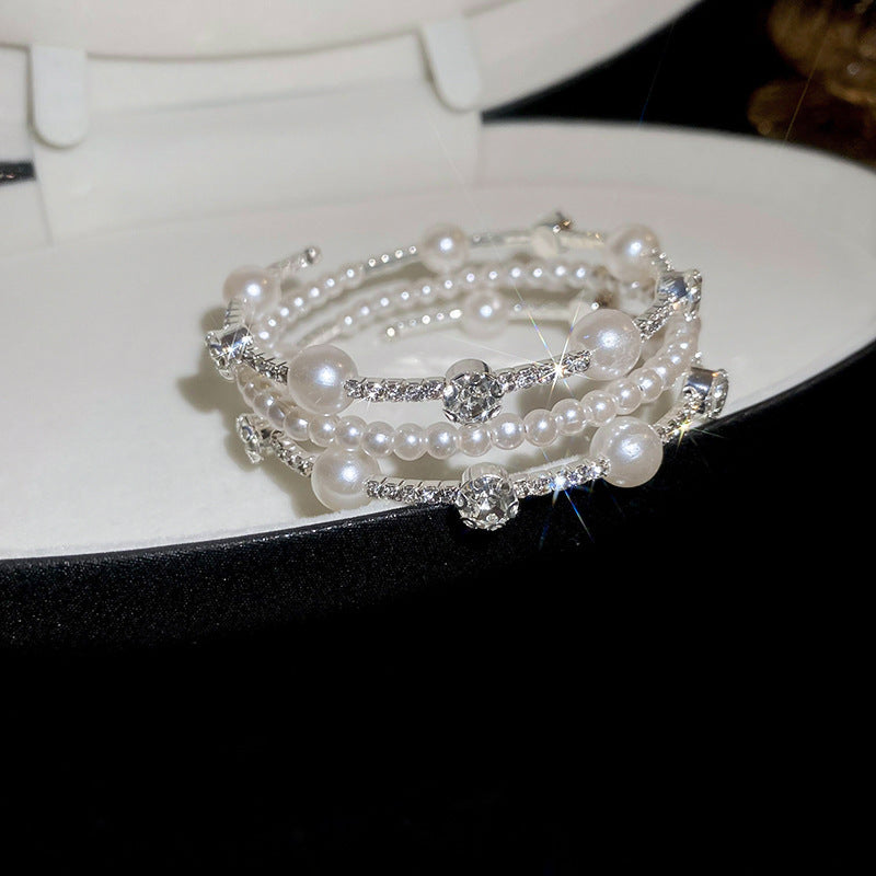 Retro Gold Plated Wrapped Baroque Pearl Bracelet 6W6JBR704