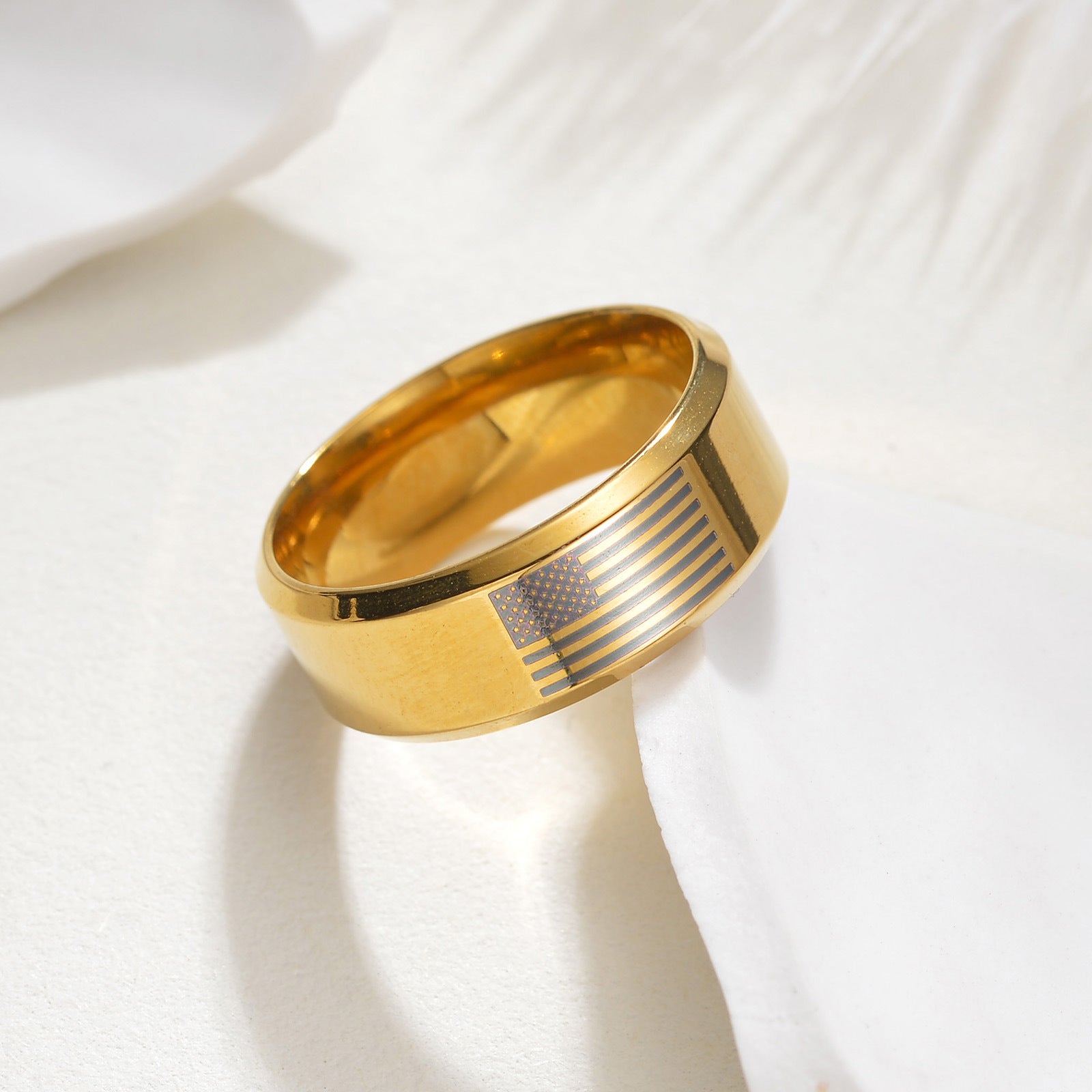 Vintage Gold Plated USA Flag Ring 8ZA6JRG207T