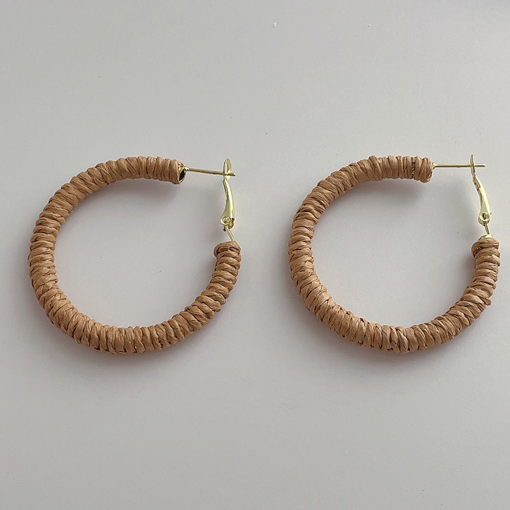 Vintage Cool Rattan Circle Hoop Earrings DPJE1719