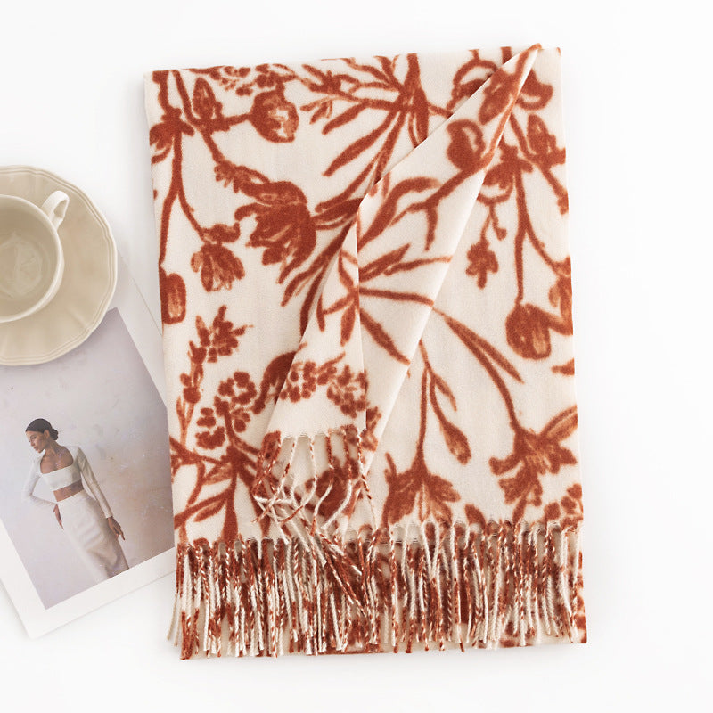 Stylish Floral Print Winter Scarf 6W6NSW307