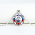 Retro USA Flag Pattern Round Pendant Chain Necklace 8ZA6JNC278T