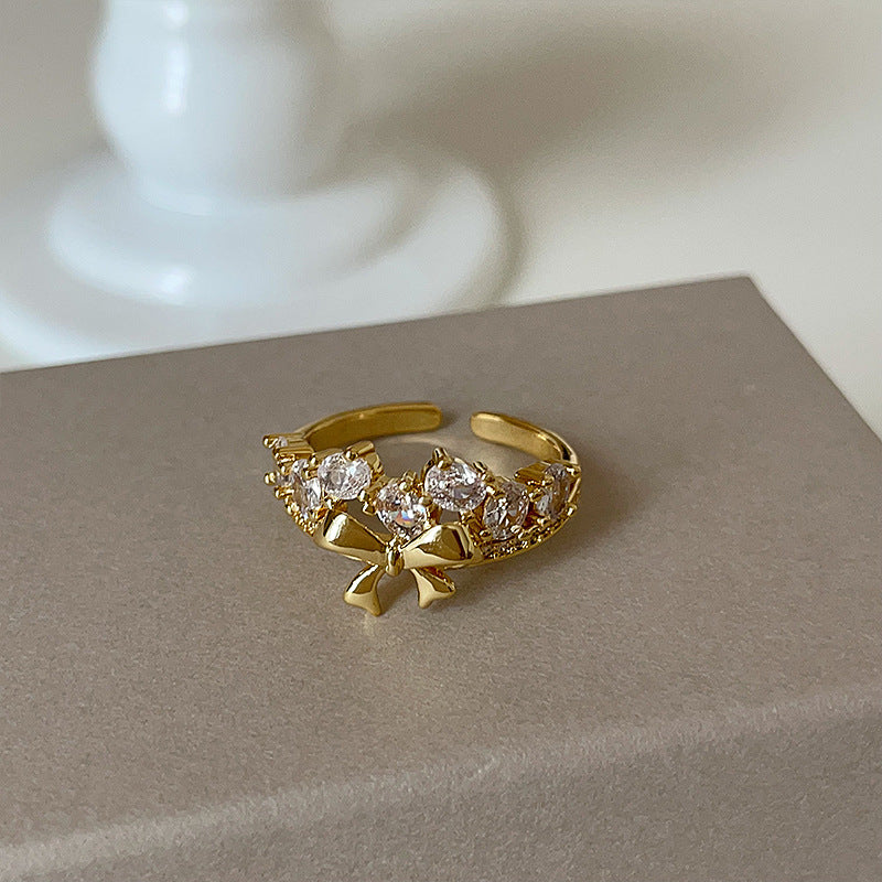 Cubic Zirconia Bow Ring - DippedShop Wholesale - #7939