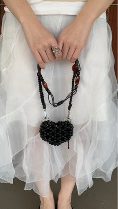 Cute Hand Made Colorful Beaded Heart Crossbody Bag 8CW6BBG520L