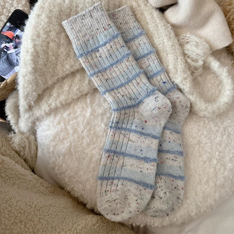 Winter Striped Color Contrast Warm Slouchy Socks 6W8FSO703