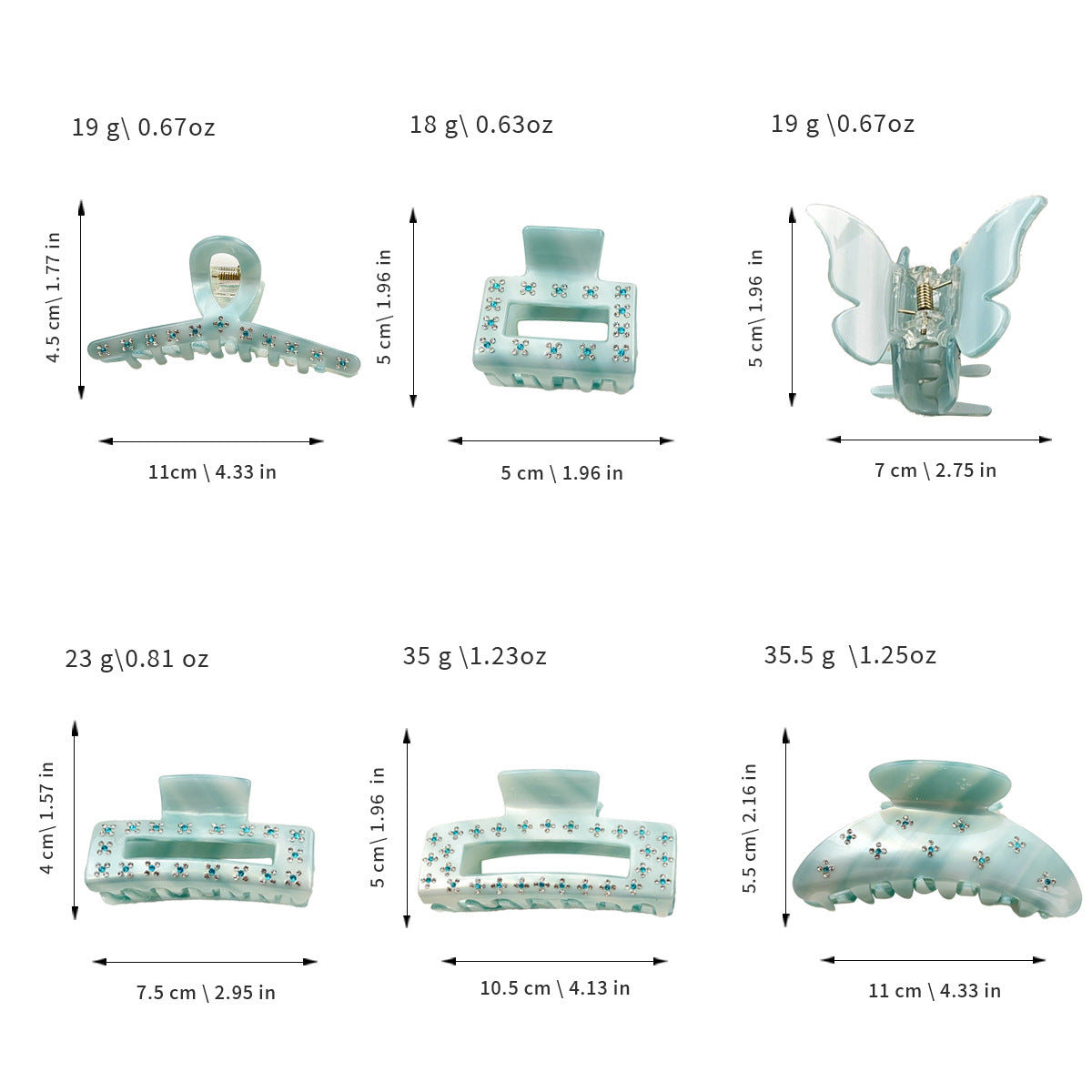 Trendy Rhinestone Butterfly Acetate Hair Claw MK2PPM6W6HCP349