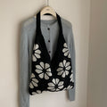 Fresh Color Block Flower Knitted Tote Hnadbag 6W10BBG1789