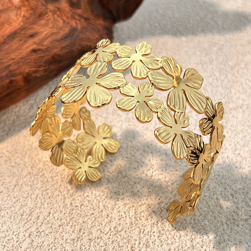 Stylish Gold Plated Flower Wid - DippedShop Wholesale - #4355
