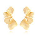Vintage Textured Gold Leaf Statement Stud Earrings 6W6JER607