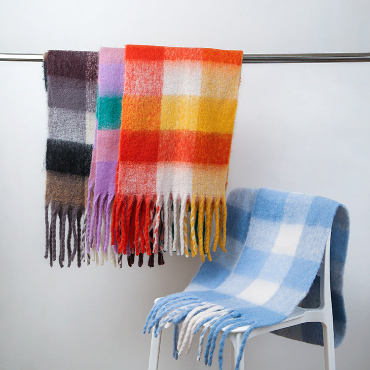 2+ Soft Contrast Color Plaid Scarves DPKS0915