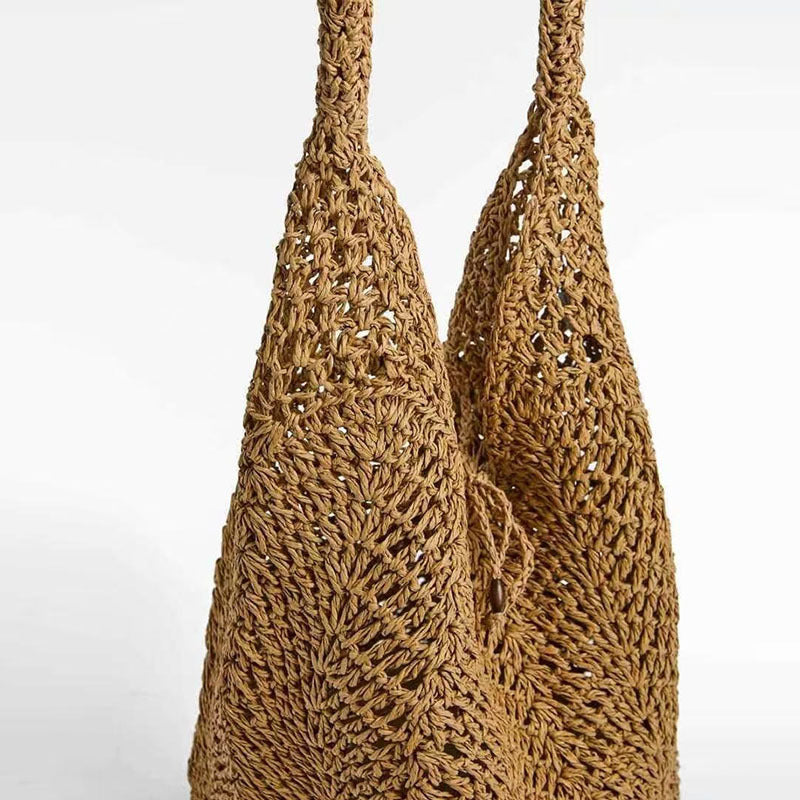 Hollow Woven Straw Shoulder Bag - DippedShop Wholesale - #5059