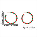 Rhinestone Twisted Color Block Christmas Hoop Earrings 6W6JER685