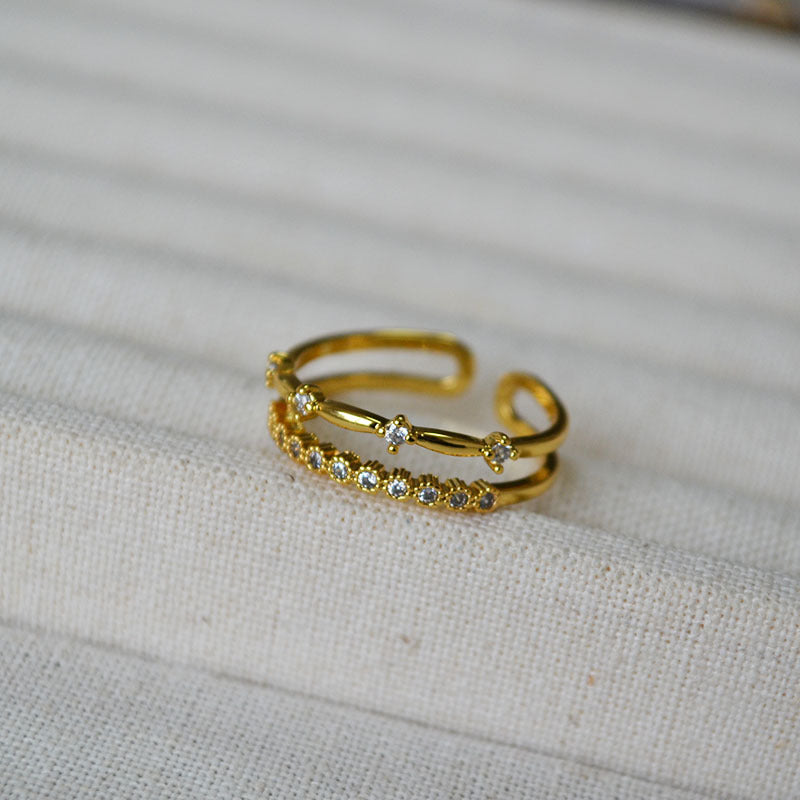 Double Layer Zircon Ring - DippedShop Wholesale - #1347