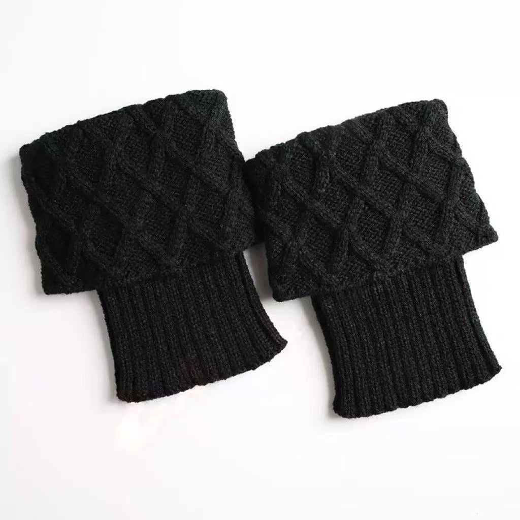 Diamond Crochet Short Cable Knit Boot Cuffs 6W8FSO882