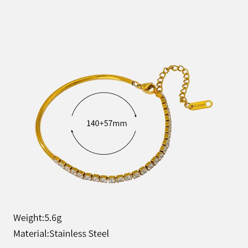 Minimalist Cubic Zirconia Gold Plated Chain Bracelet 6W6JBR522
