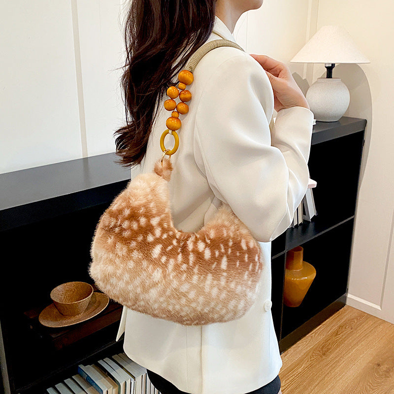 Cute Deer Pattern Flush Portable Shoulder Bag 6W10BBG1924