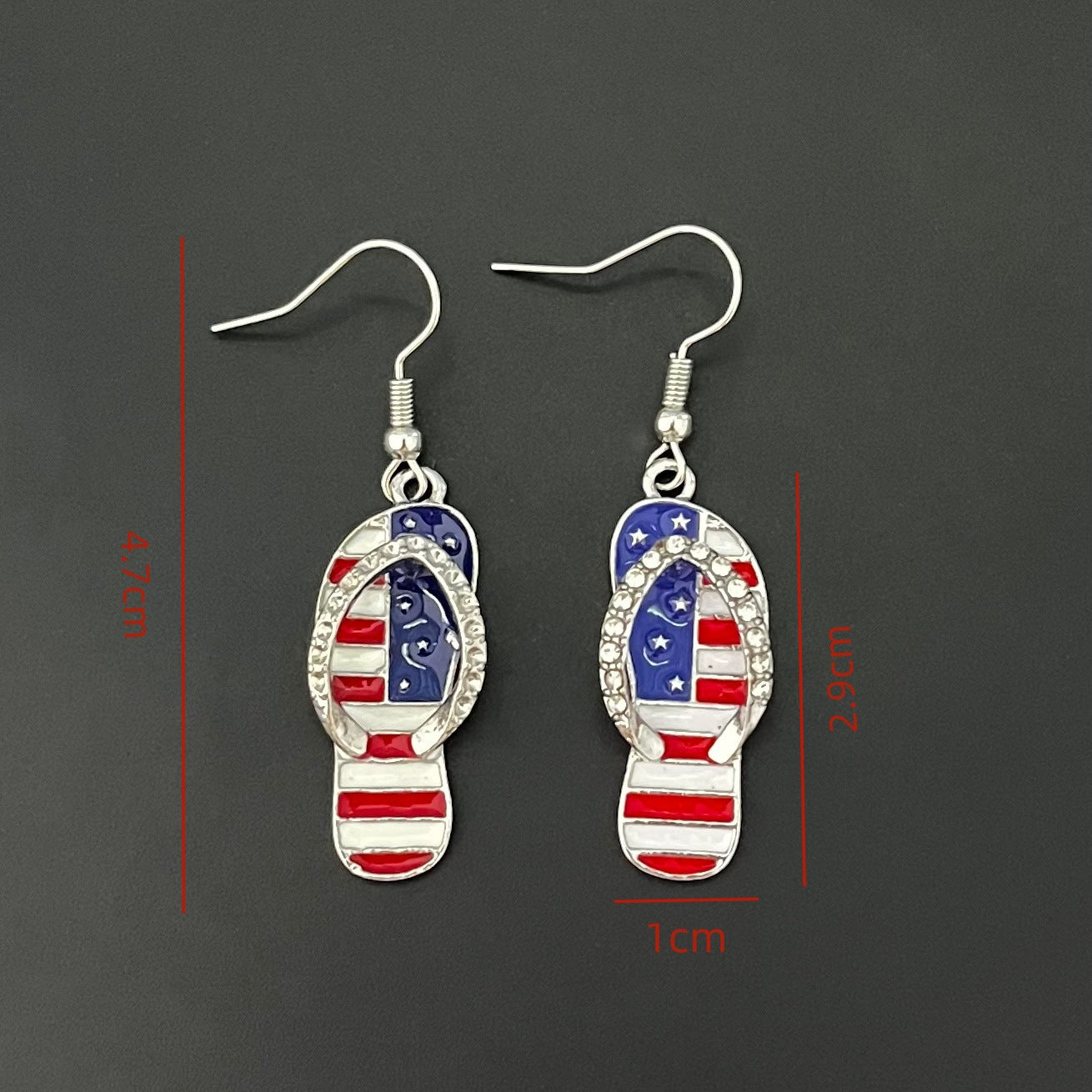 Stylish USA Flag Slipper Pendant Hook Earring 8ZA6JER182L