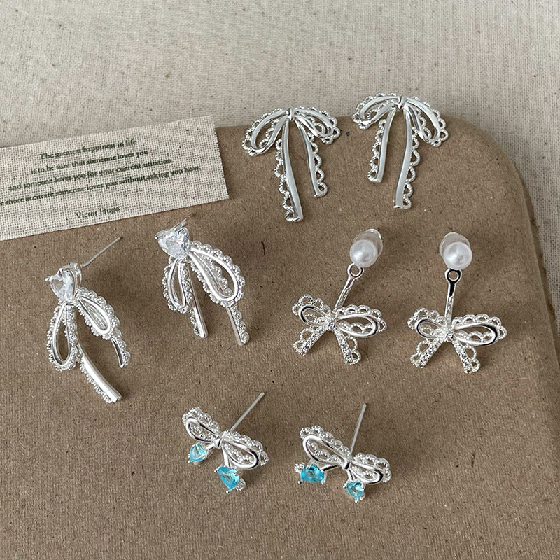 Pearl Bow Dangle Earrings - DippedShop Wholesale - #6803