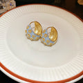 Fresh Flower Enamel Gold Plated Stud Earrings 6W6JER733