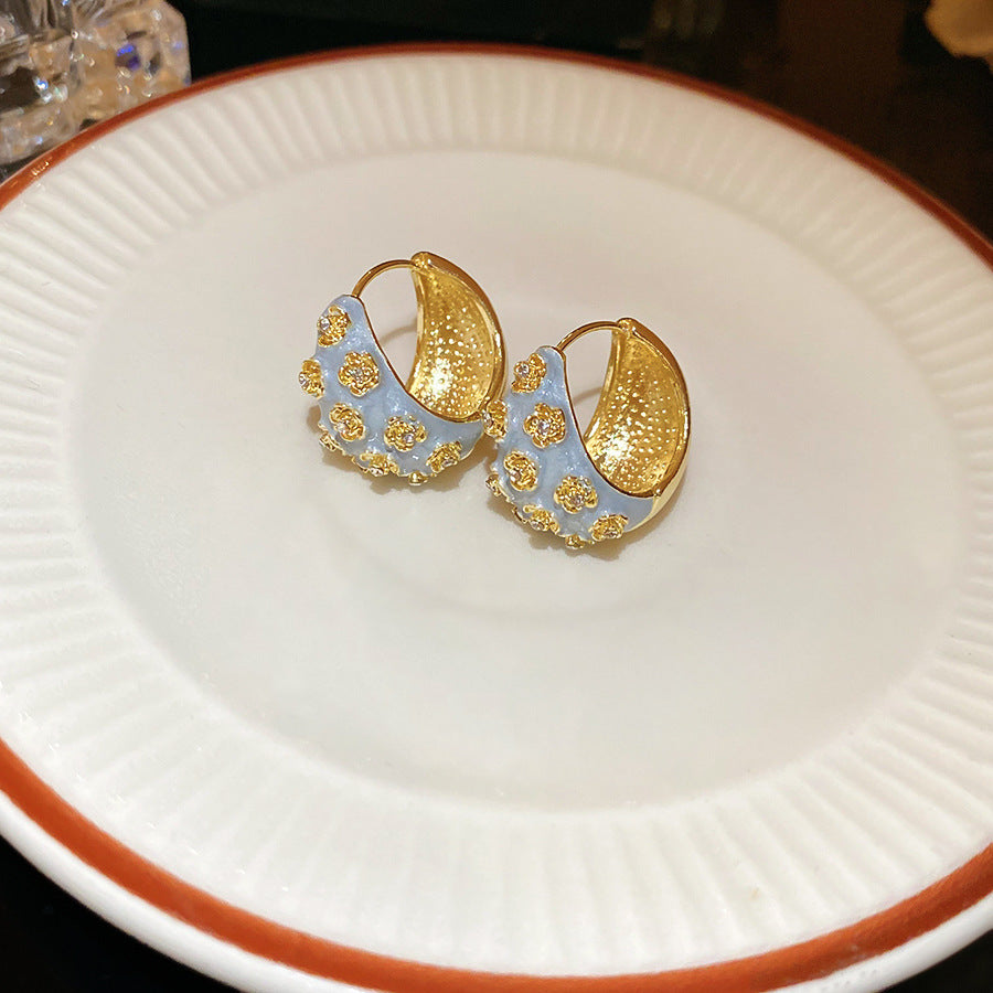 Fresh Flower Enamel Gold Plated Stud Earrings 6W6JER733