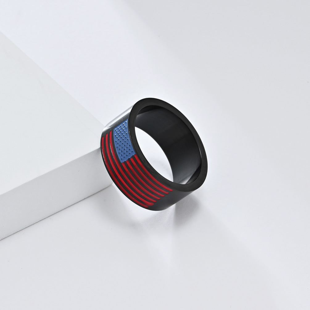 Minimalist USA Flag Pattern Wide Rings 8ZA6JRG201T