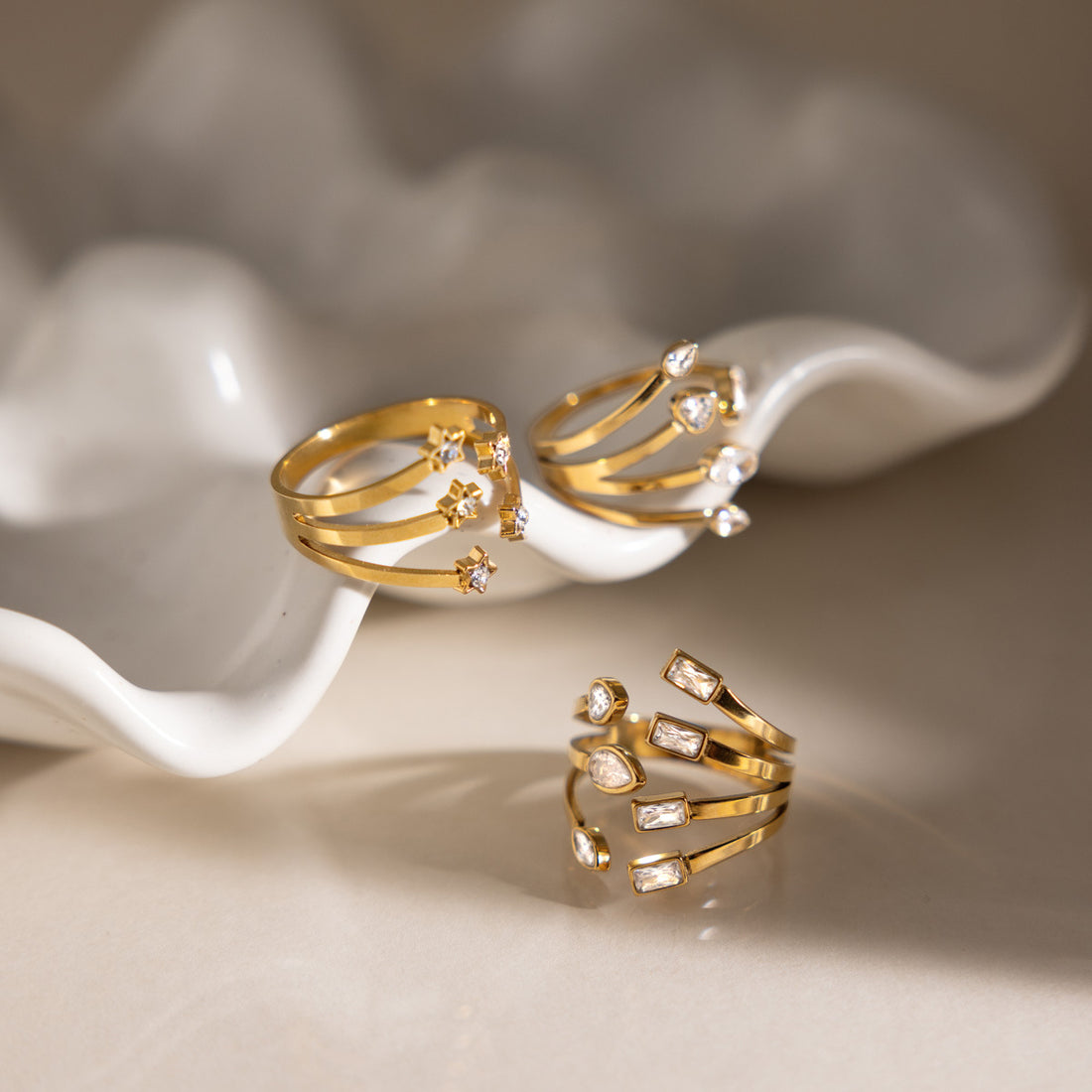 Chic Gold Cubic Zirconia Geome - DippedShop Wholesale - #6947