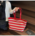Minimalist Color Block Striped Tote Bag 6W10BBG1937