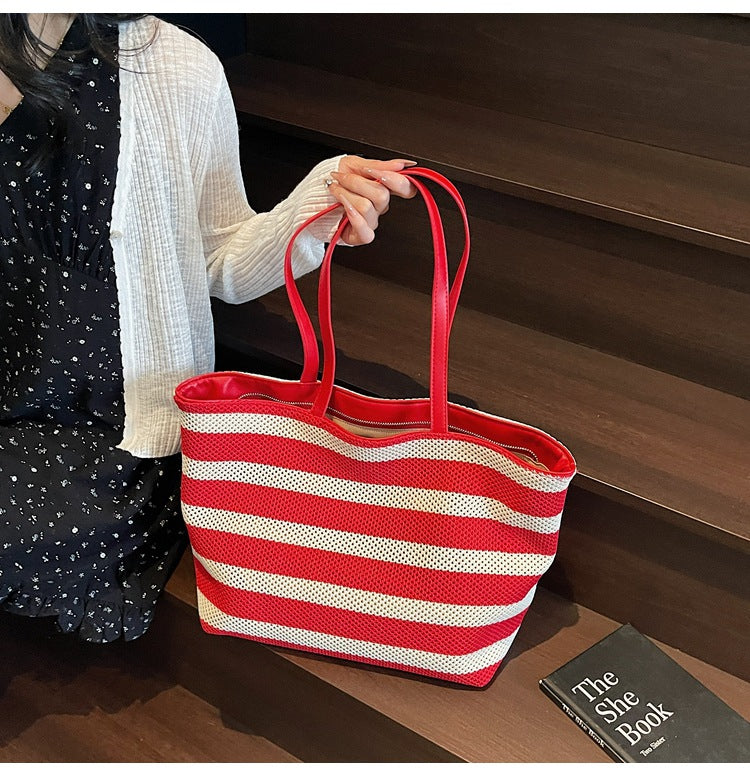 Minimalist Color Block Striped Tote Bag 6W10BBG1937