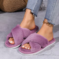 Fuzzy Cross Band Slippers - DippedShop Wholesale - #0611