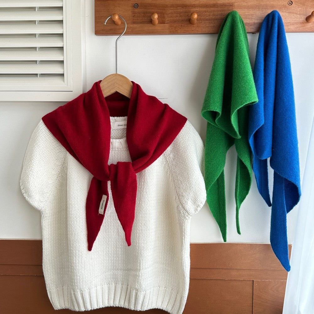 Simple Wool-Blend Solid Color Triangle Knit Scarf 6W6NSC85