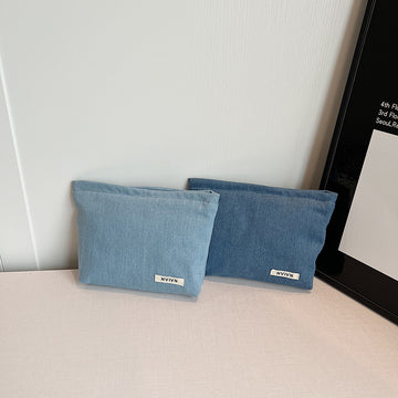 Simple Solid Color Denim Makeup Bag DP25C711