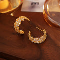 Gold Plated C-Shaped Stud Earrings - DippedShop Wholesale - #5779