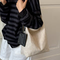 Casual Solid Color Linen Tote Shoulder Bag 6W10BBG1888