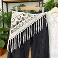 Fashion Hollow Shell Tassel Triangle Knit Headscarf MK2BK6W6HHS18