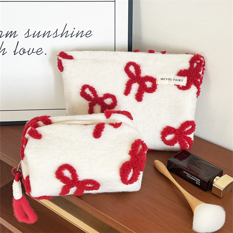 Sweet Bowknot Decor Large Capacity Cosmetic Bag 6C5CO283