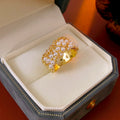 Luxury Pearl Gold Plated Cubic Zirconia Open Ring 6W6JRG383