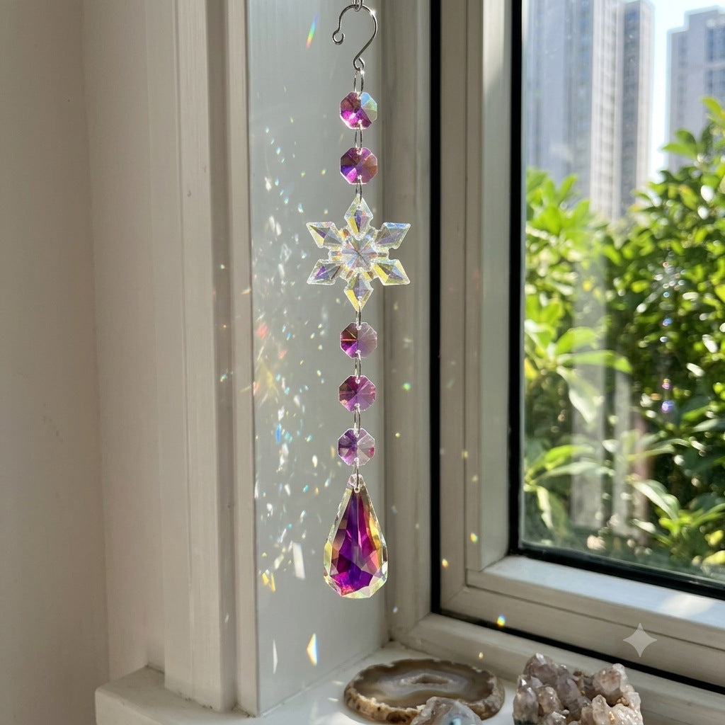 Christmas Snowflake Crystal Suncatcher Wind Chime 6H7HLS142