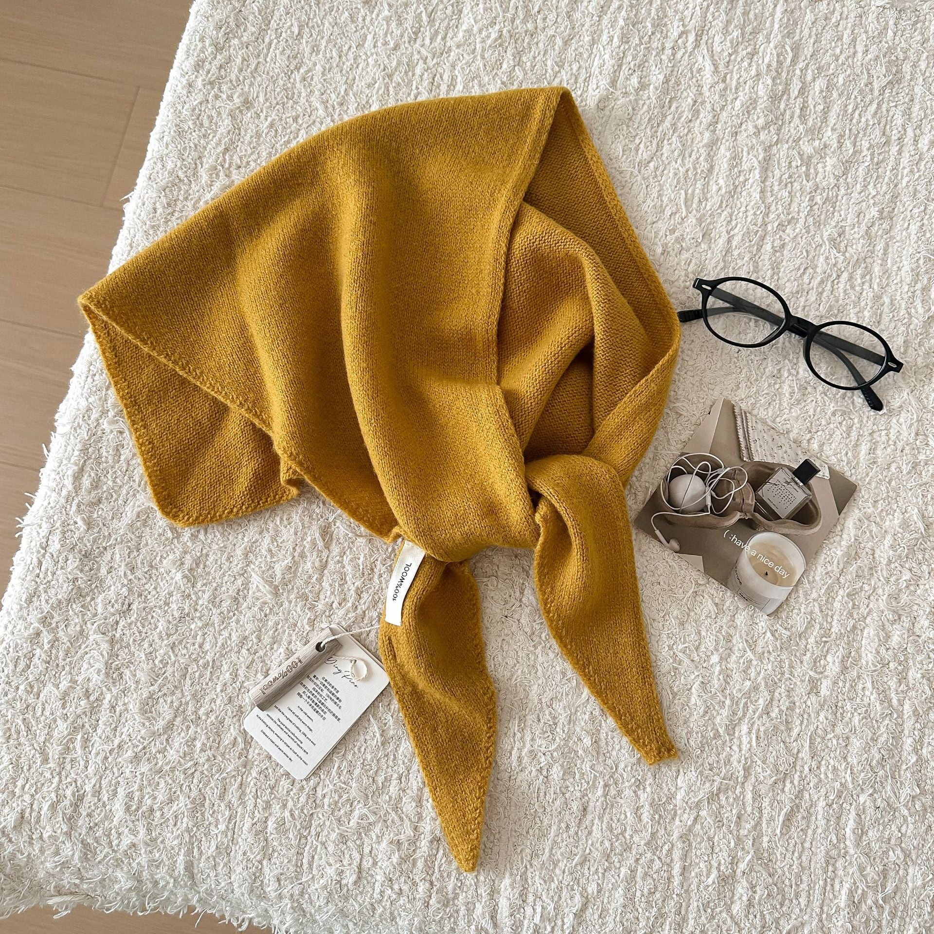 Trendy Solid Color Knit Headscraf Triangle Scarf 6W6NSC91