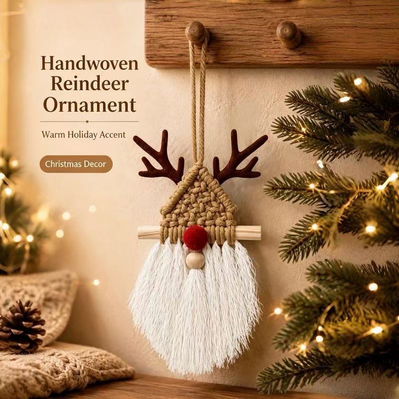 Handwoven Christmas Reindeer Ornament - DippedShop Wholesale - #5491