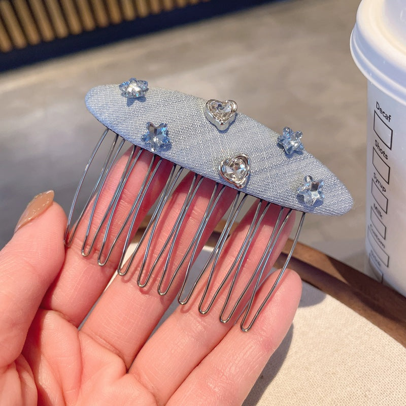 Sweet Light Denim Rhinestone Star Hair Clip 6W6HPN108