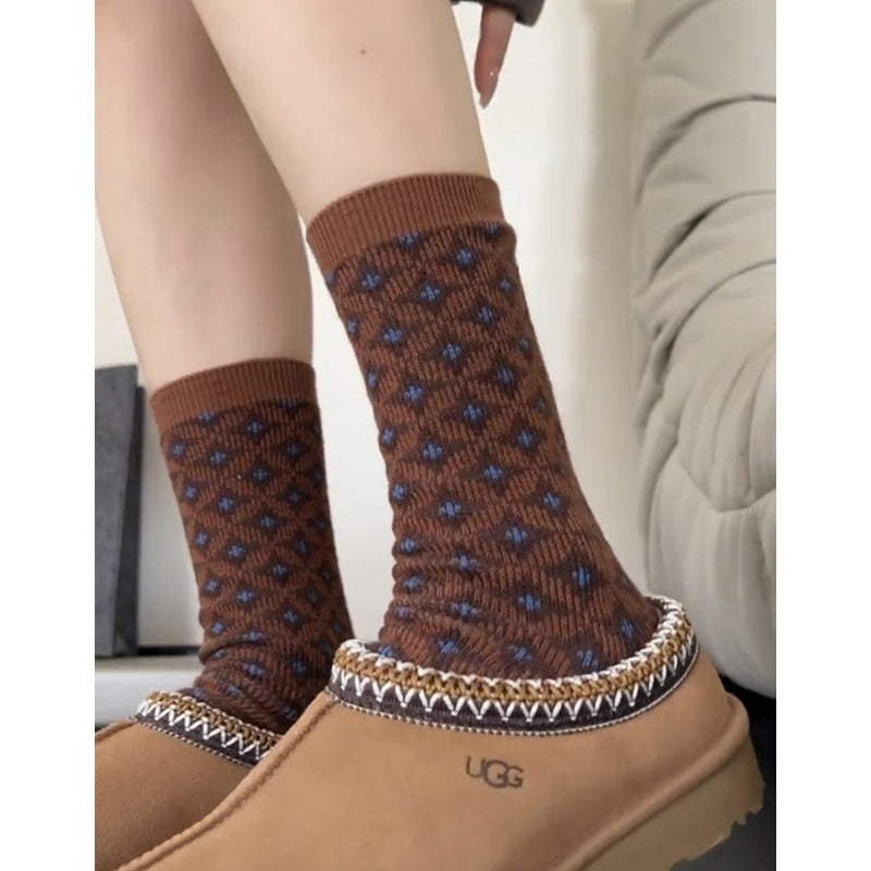Houndstooth Crew Socks - DippedShop Wholesale - #9779