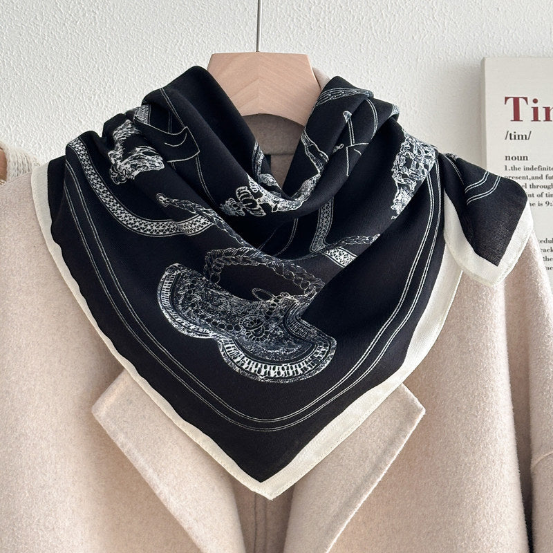 Stylish Letters Print Square Silk Scarf 6W6NSI199