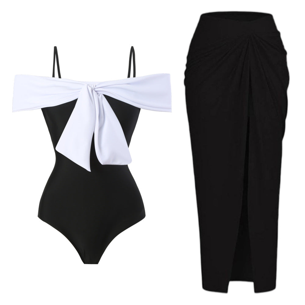 Color Block Bow Swimwear with Mesh Cover DP25C612