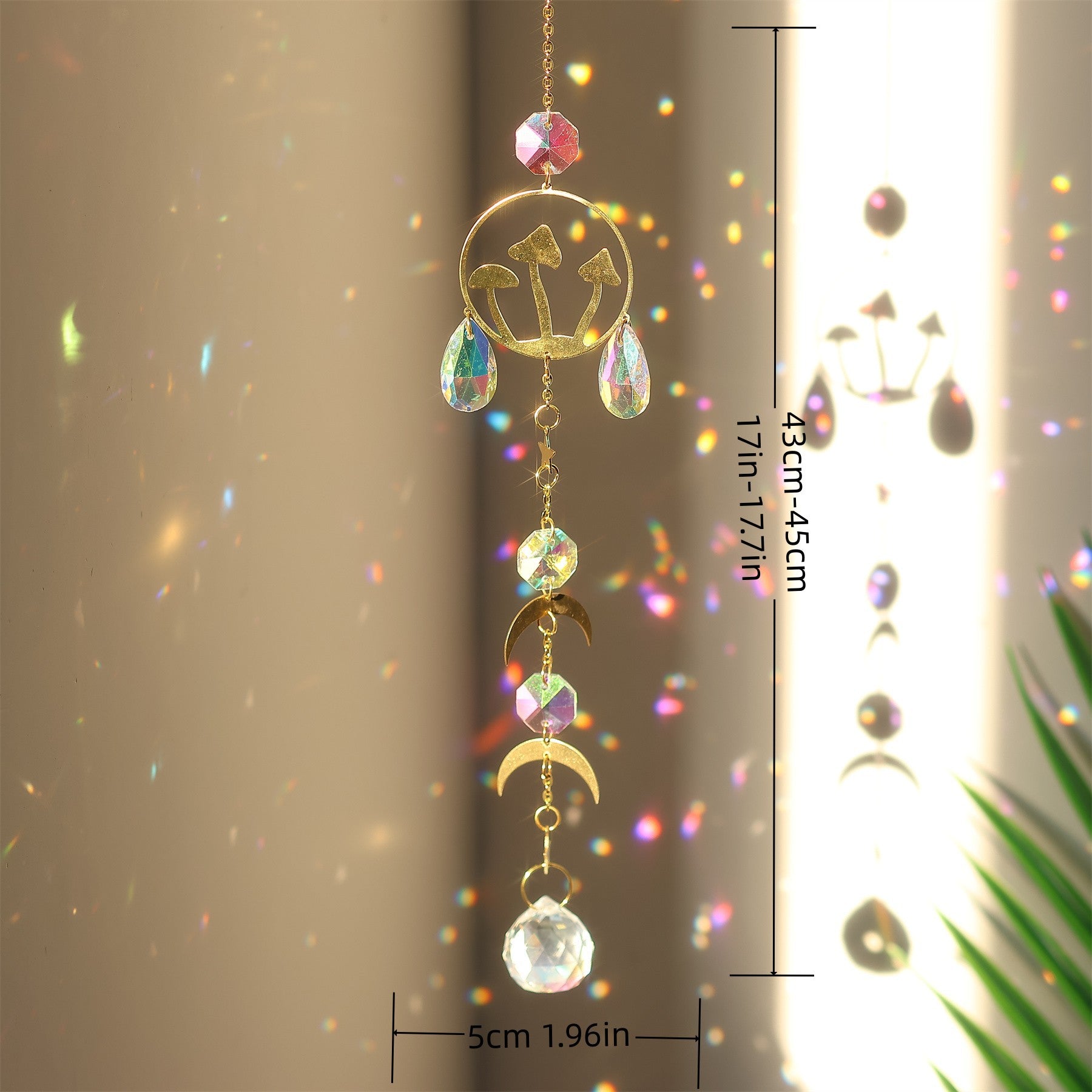 Metal Mushroom Pendant Crystal Ball Tassel Suncatchers MK2CZAS6H7HLS73