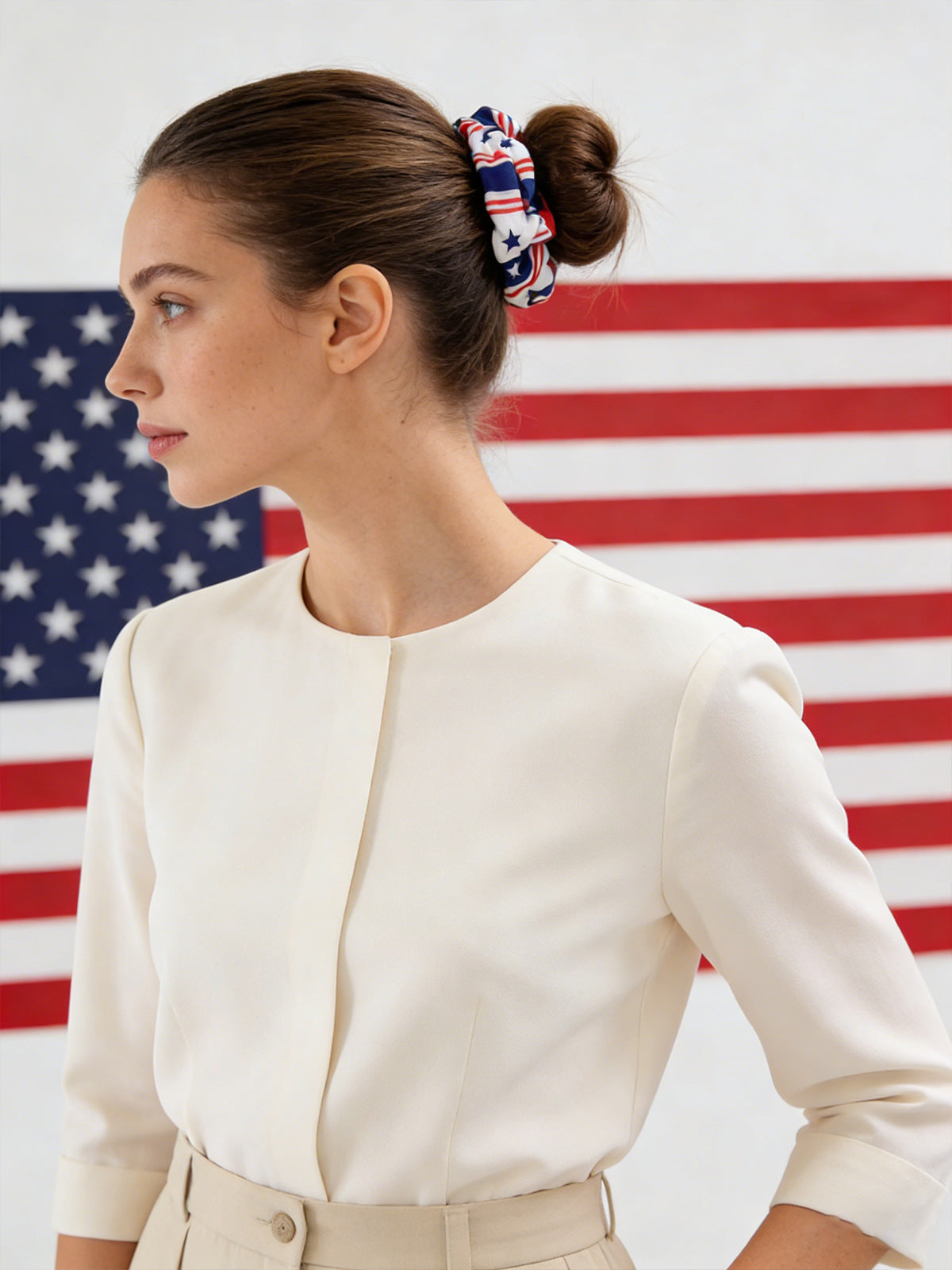 Trendy USA Flag Elastic Hair Tie 8BK6HSR18T